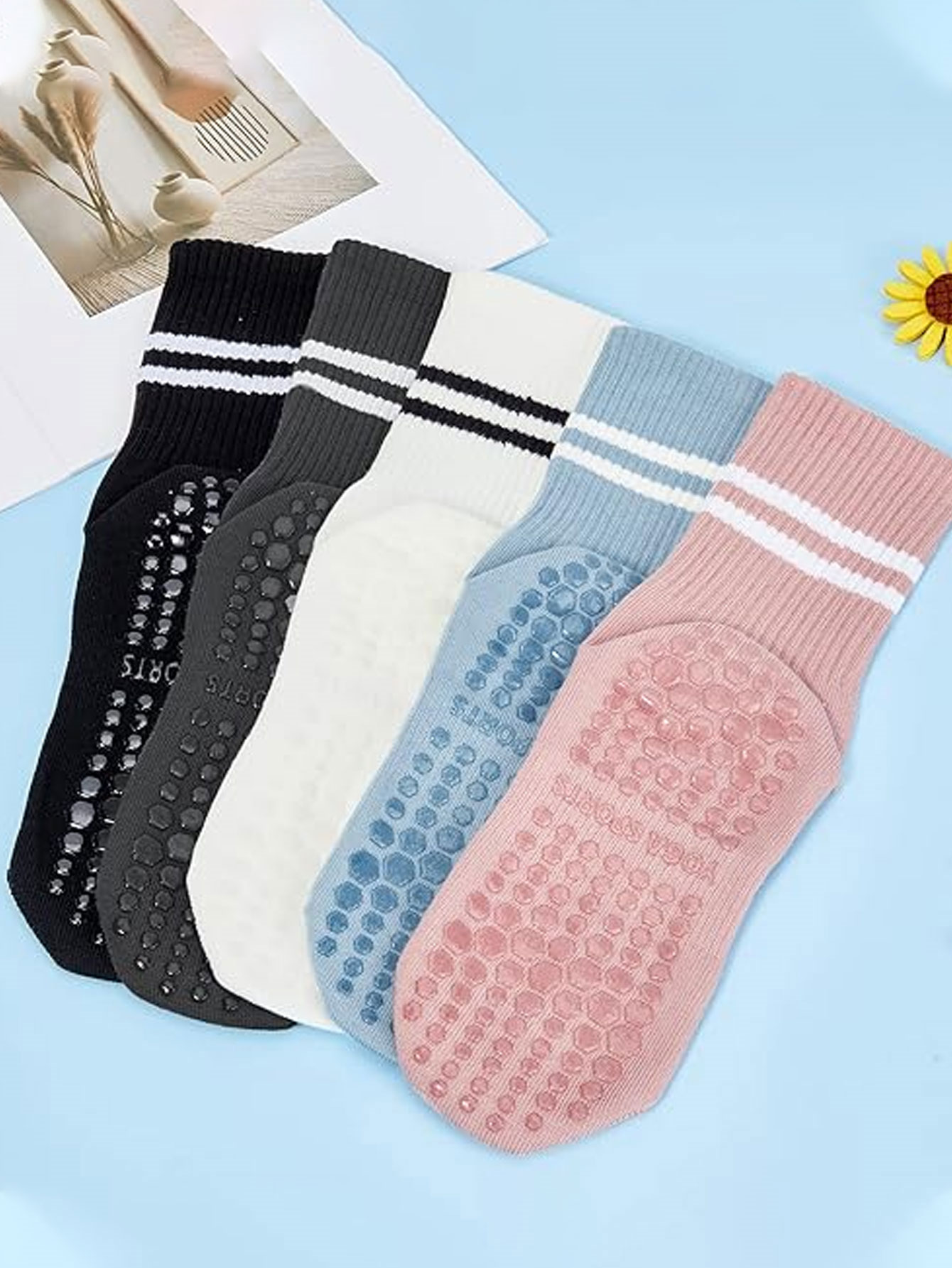 3 Pairs of Yoga Socks, Non-Sli - Grip Sock Yoga ulasan dan harga